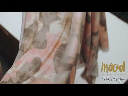 Coral, Beige and Brown Mottled Camouflage Rayon and Polyester Jersey