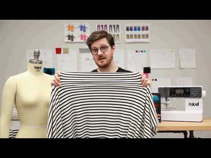 Ecru/Navy Saint James Striped Ponte Knit