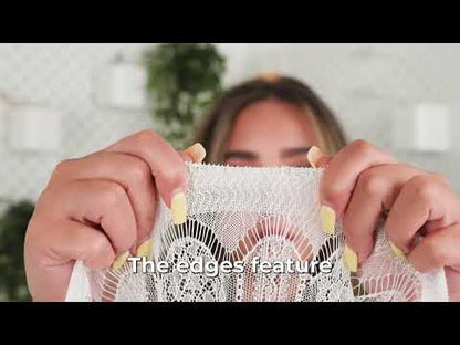 Delicate Lace - Lustrous White Floral and Abstract Stripes