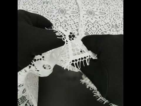 Corded Lace with Finished Edges - Ivory Fanciful Floral Ogees - Image 6 of 6