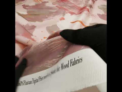 Brushed Cotton Woven - Pink, Taupe and Rose Painterly Abstract - Mood Exclusive Rosewash Strokes Print