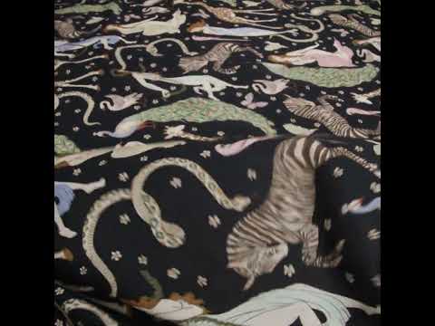 Cotton Voile Print - Black Animals and People - Mood Exclusive Elysian Menagerie
