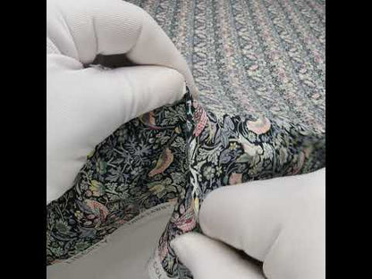 Liberty Fabrics Tana Lawn® - Strawberry Thief Gray - Charcoal, Blue and Pink Birds, Berries and Flowers