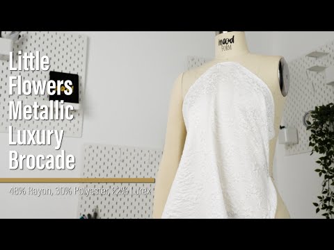 Metallic Luxury Brocade - White Little Flowers