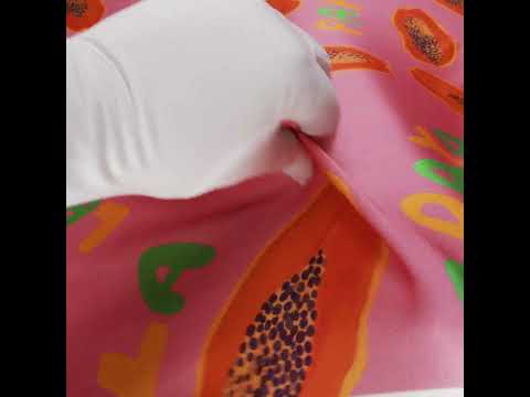 Rayon Challis - Pink Papayas - Snack Time Print - Mood Exclusive Citrus Collection