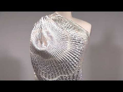 Metallic Iridescent Lilac and Green Abstract Luxury Brocade