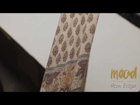 Tan, Red and Orange Rustic Floral Stripes Stretch Polyester and Rayon French Terry