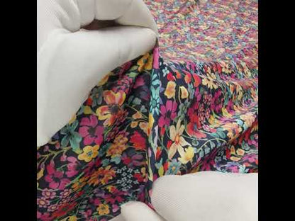 Liberty Fabrics Tana Lawn® - Dreams of Summer Dark Blue - Navy, Pink and Yellow Watercolor Floral