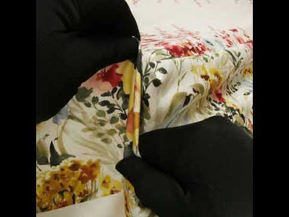 Stretch Cotton Sateen - Pink and Blue Floral Border - Floral Fantasia Print - Mood Exclusive Serengeti Collection