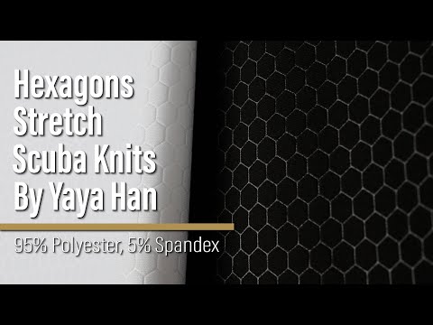 Yaya Han Stretch Scuba Knit - Black Hexagons - Cosplay Collection