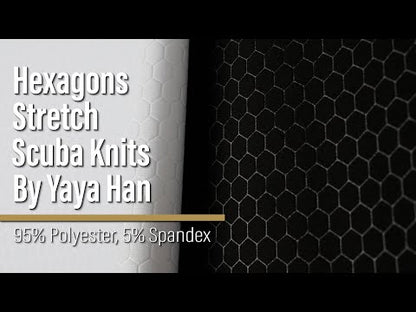 Yaya Han Stretch Scuba Knit - Black Hexagons - Cosplay Collection