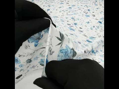 Liberty Fabrics Tana Lawn® - Floral Eve Light Blue - Cobalt, Gray and White Scattered Plants and Flowers