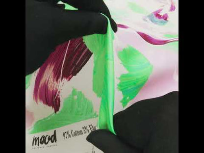 Brushed Cotton Woven - Emerald, Fuchsia and Pale Pink Big Brush Strokes - Mood Exclusive Color Study Print