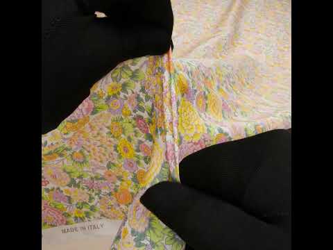 Liberty Fabrics Tana Lawn® - Elysian Day Yellow - Golden Yellow, Light Purple and Green Rosy Blooms - Image 6 of 6