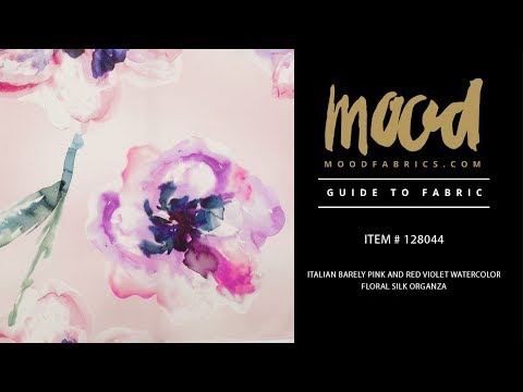 Mood Exclusive Italian Barely Pink and Red Violet Watercolor Floral Silk Organza