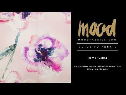 Mood Exclusive Italian Barely Pink and Red Violet Watercolor Floral Silk Organza