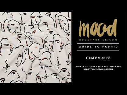 Stretch Cotton Sateen - Illustrative Faces - Abstract Concepts Print - Mood Exclusive Kenko Collection