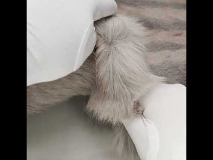 Plush Three-Tone Long Pile Recycled Polyester Faux Fur - Gray, Tan and Charcoal Soft Stripes