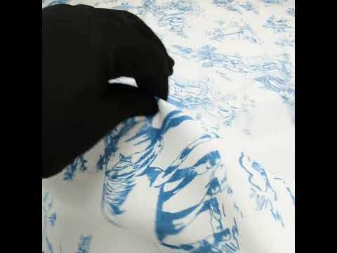 Cotton Voile - Cobalt and White Class Toile de Jouy