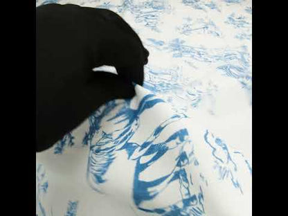 Cotton Voile - Cobalt and White Class Toile de Jouy