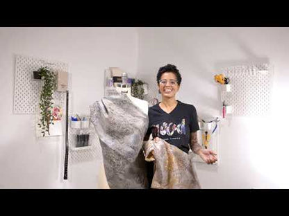 Brocado floral de lujo en color gris plomo metalizado y topo