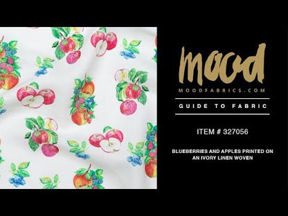 Blueberries and Apples Printed on an Ivory Linen Woven