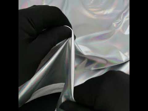 Tejido de punto jersey de poliéster con lámina metálica - Plata holográfica - Colección Amalthea