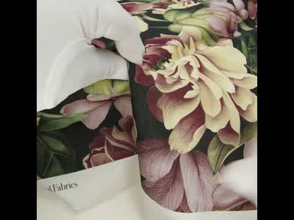Cotton Voile - Black and Plum Floral - Vision of Romance Print - Mood Exclusive Wisteria Collection