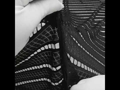 Corded Lace - Black Squares and Stripes