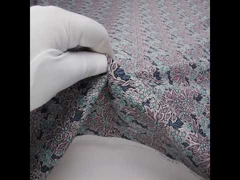 Liberty Fabrics Tana Lawn® - Aubrey Forest Blue - Blue and Orchid Purple Leafy Floral Chevrons