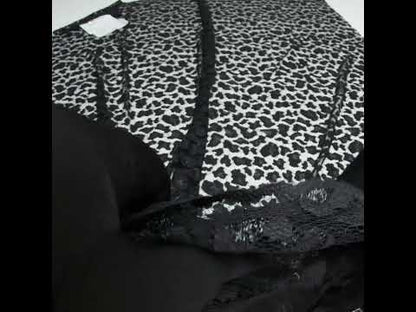Metallic Raschel Lace with Finished Edges - Black Leopard Spots
