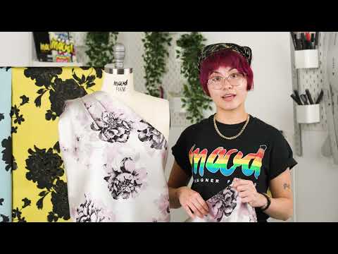 Metallic Black, Orchid and Pale Gray Floral Luxury Brocade