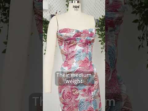 Metallic Hot Pink, Blue and Peach Blooms Luxury Brocade