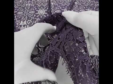 Corded Lace with Finished Edges - Smoke Fanciful Floral Ogees - Image 6 of 6