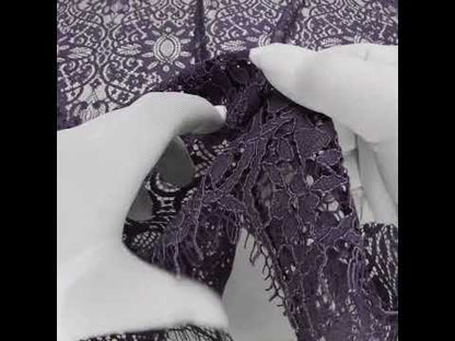 Corded Lace with Finished Edges - Smoke Fanciful Floral Ogees