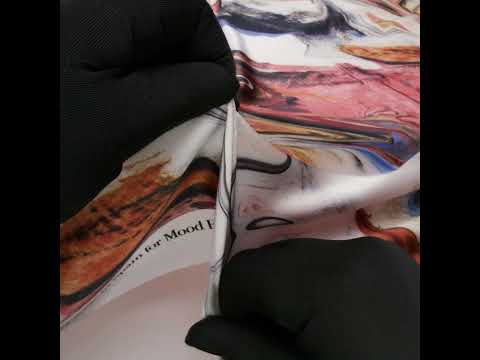 Polyester Satin - Madder Red, Blue and Pale Gray Earthy Swirls - Mood Exclusive Molten Moves Print - Image 6 of 6