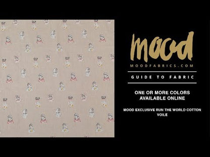 Cotton Voile - Beige Faces - Run the World Print - Mood Exclusive Harvest Collection