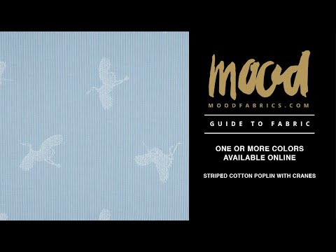 Navy and White Striped Cotton Poplin with Cranes