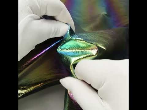 Crinkled Metallic Faux Leather - Bright Rainbow Ombre - Adriana Collection - Image 6 of 6