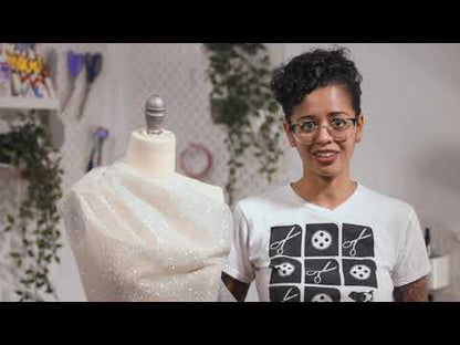 Ombre Tulle with Metallic Platinum Glitter - Pale Gold and White - Starlet Collection