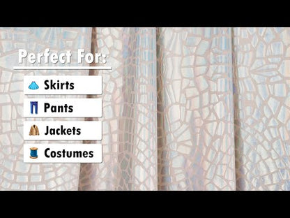 Jersey de poliéster elástico con spandex y lámina holográfica Yaya Han - Plata metalizada iridiscente efecto vidrio roto abstracto - Colección Cosplay