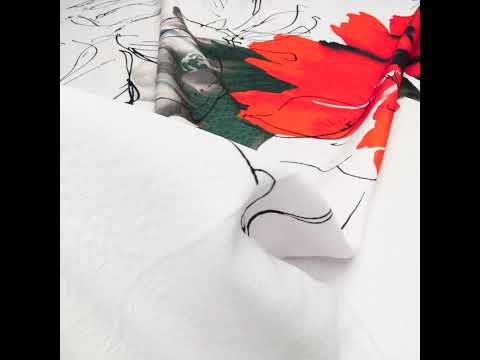 Large Scale Red-Orange Floral Digitally Printed on a Rose Jacquard