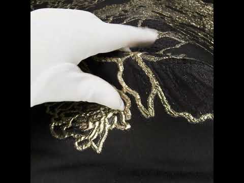 Metallic Polyester Blend Brocade - Black, Charcoal and Gold Fancy Flowers - Image 6 of 6