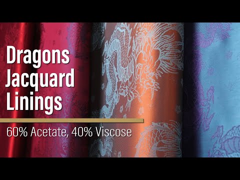 Dragons Jacquard Lining - Orange and Aqua Bi-Color