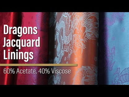 Dragons Jacquard Lining - Orange and Aqua Bi-Color