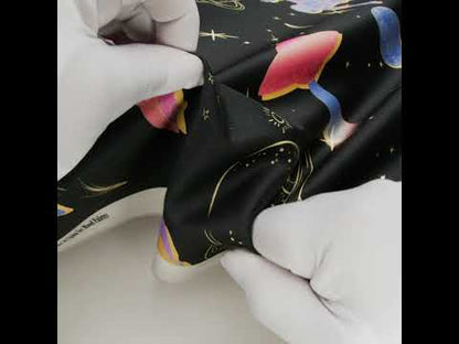 Stretch Cotton Sateen - Black, Pink and Blue Astronauts in Space - Sweet Dreams Print - Mood Exclusive Sugar Collection