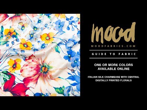 Mood Exclusive Italian White Silk Charmeuse with Central Digitally Printed Florals