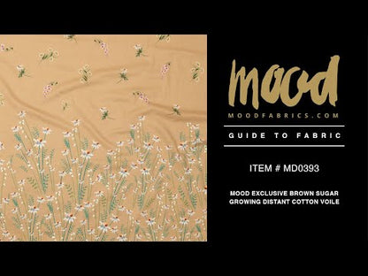 Cotton Voile Panel - Brown Sugar Daisy Flowers - Growing Distant Print - Mood Exclusive Kenko Collection