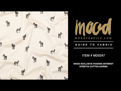 Stretch Cotton Sateen - White Zebras - Passing Interest Print - Mood Exclusive Kenko Collection