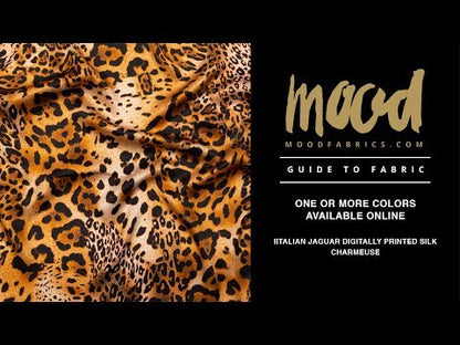 Mood Exclusive Italian Golden Brown Jaguar Digitally Printed Silk Charmeuse
